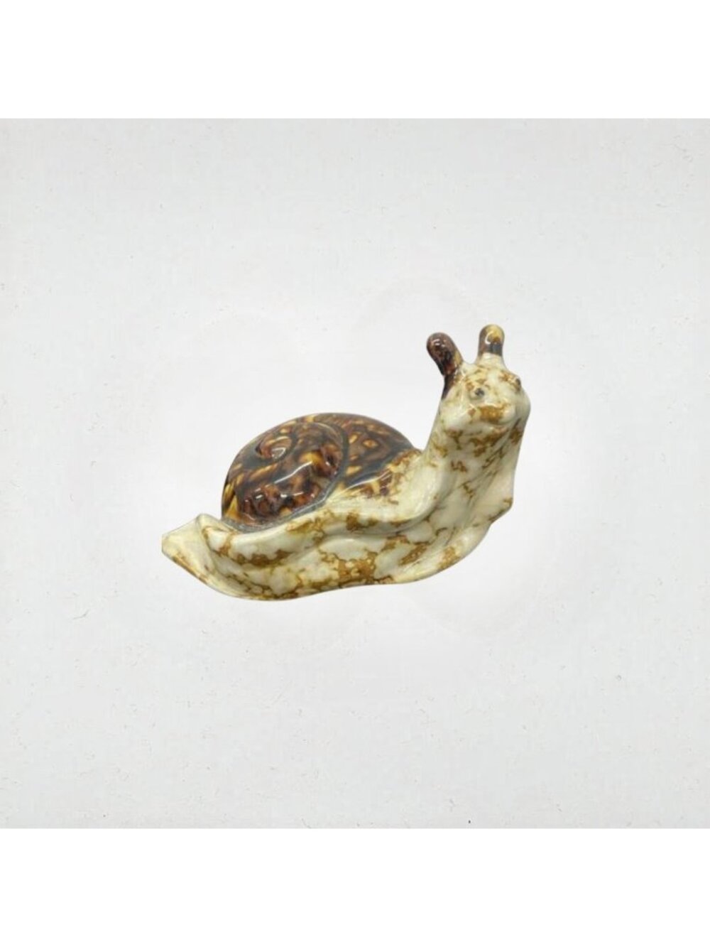 Vintage hand-painted American pottery snail figurine paperweight